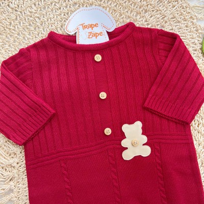 Macacão de Linha Joaquim - Vermelho Ursinho Couro